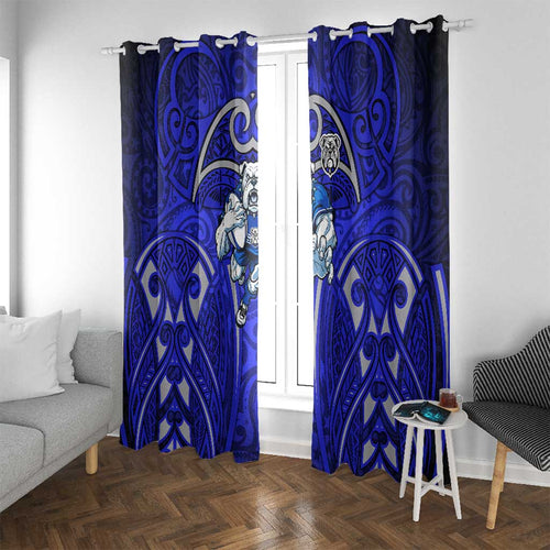 Canterbury Bankstown Bulldogs Rugby Window Curtain Polynesian Tribal Bulldog Warrior Blue Pattern