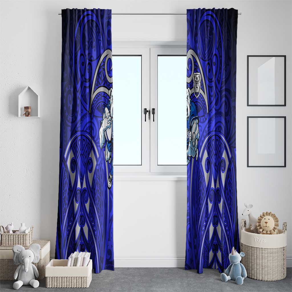 Canterbury Bankstown Bulldogs Rugby Window Curtain Polynesian Tribal Bulldog Warrior Blue Pattern