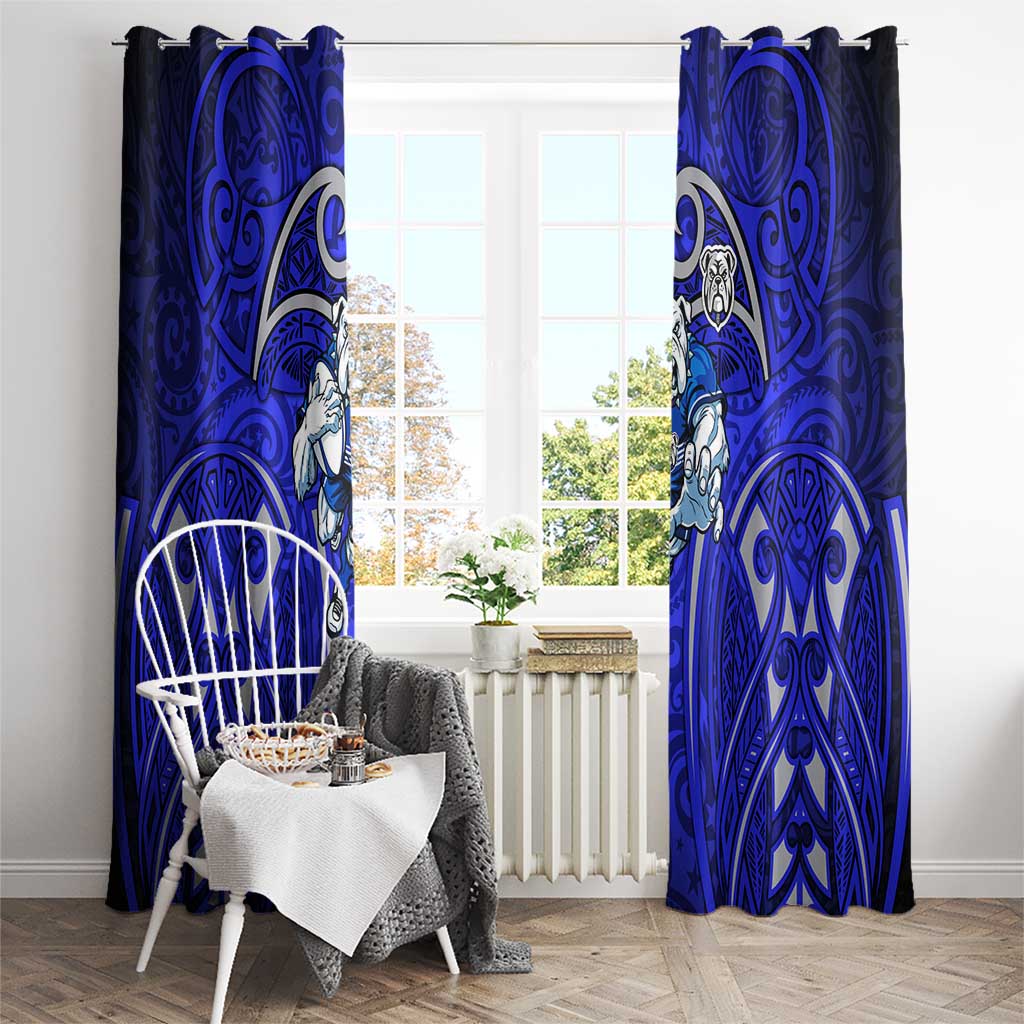 Canterbury Bankstown Bulldogs Rugby Window Curtain Polynesian Tribal Bulldog Warrior Blue Pattern