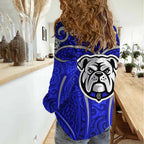 Canterbury Bankstown Bulldogs Rugby Women Casual Shirt Polynesian Tribal Bulldog Warrior Blue Pattern