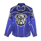 Canterbury Bankstown Bulldogs Rugby Women Casual Shirt Polynesian Tribal Bulldog Warrior Blue Pattern