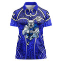 Canterbury Bankstown Bulldogs Rugby Women Polo Shirt Polynesian Tribal Bulldog Warrior Blue Pattern