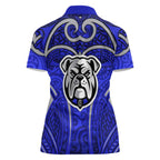 Canterbury Bankstown Bulldogs Rugby Women Polo Shirt Polynesian Tribal Bulldog Warrior Blue Pattern