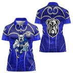 Canterbury Bankstown Bulldogs Rugby Women Polo Shirt Polynesian Tribal Bulldog Warrior Blue Pattern
