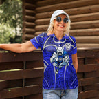 Canterbury Bankstown Bulldogs Rugby Women Polo Shirt Polynesian Tribal Bulldog Warrior Blue Pattern