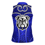 Canterbury Bankstown Bulldogs Rugby Women Sleeveless Polo Shirt Polynesian Tribal Bulldog Warrior Blue Pattern