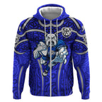 Canterbury Bankstown Bulldogs Rugby Zip Hoodie Polynesian Tribal Bulldog Warrior Blue Pattern