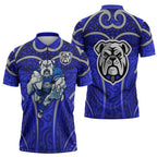 Canterbury Bankstown Bulldogs Rugby Zipper Polo Shirt Polynesian Tribal Bulldog Warrior Blue Pattern