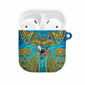 Gold Coast Titans Rugby AirPods Case Polynesian Tribal Spartan Warrior Blue Gold Pattern