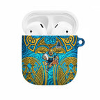 Gold Coast Titans Rugby AirPods Case Polynesian Tribal Spartan Warrior Blue Gold Pattern