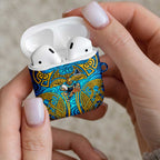 Gold Coast Titans Rugby AirPods Case Polynesian Tribal Spartan Warrior Blue Gold Pattern