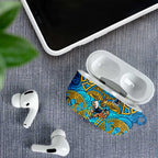 Gold Coast Titans Rugby AirPods Case Polynesian Tribal Spartan Warrior Blue Gold Pattern