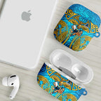 Gold Coast Titans Rugby AirPods Case Polynesian Tribal Spartan Warrior Blue Gold Pattern