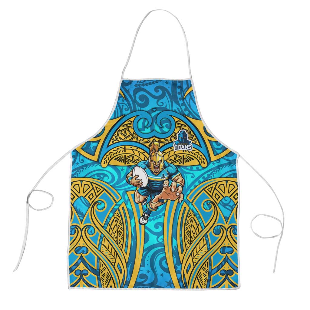 Gold Coast Titans Rugby Apron Polynesian Tribal Spartan Warrior Blue Gold Pattern