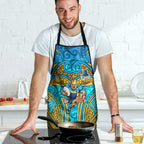 Gold Coast Titans Rugby Apron Polynesian Tribal Spartan Warrior Blue Gold Pattern