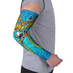 Gold Coast Titans Rugby Arm Sleeves Polynesian Tribal Spartan Warrior Blue Gold Pattern