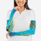 Gold Coast Titans Rugby Arm Sleeves Polynesian Tribal Spartan Warrior Blue Gold Pattern