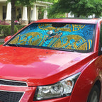 Gold Coast Titans Rugby Auto Sun Shade Polynesian Tribal Spartan Warrior Blue Gold Pattern