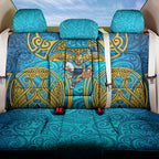 Gold Coast Titans Rugby Back Car Seat Cover Polynesian Tribal Spartan Warrior Blue Gold Pattern
