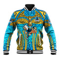 Gold Coast Titans Rugby Baseball Jacket Polynesian Tribal Spartan Warrior Blue Gold Pattern