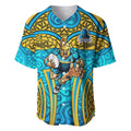 Gold Coast Titans Rugby Baseball Jersey Polynesian Tribal Spartan Warrior Blue Gold Pattern