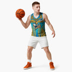 Gold Coast Titans Rugby Basketball Jersey Polynesian Tribal Spartan Warrior Blue Gold Pattern