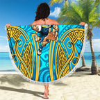 Gold Coast Titans Rugby Beach Blanket Polynesian Tribal Spartan Warrior Blue Gold Pattern
