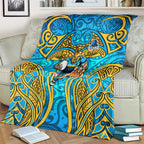 Gold Coast Titans Rugby Blanket Polynesian Tribal Spartan Warrior Blue Gold Pattern