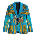 Gold Coast Titans Rugby Blazer Polynesian Tribal Spartan Warrior Blue Gold Pattern