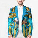 Gold Coast Titans Rugby Blazer Polynesian Tribal Spartan Warrior Blue Gold Pattern
