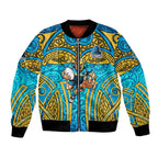 Gold Coast Titans Rugby Bomber Jacket Polynesian Tribal Spartan Warrior Blue Gold Pattern