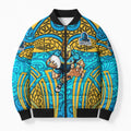 Gold Coast Titans Rugby Bomber Puffer Jacket Polynesian Tribal Spartan Warrior Blue Gold Pattern