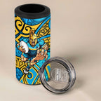 Gold Coast Titans Rugby 4 in 1 Can Cooler Tumbler Polynesian Tribal Spartan Warrior Blue Gold Pattern