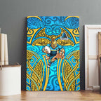 Gold Coast Titans Rugby Canvas Wall Art Polynesian Tribal Spartan Warrior Blue Gold Pattern
