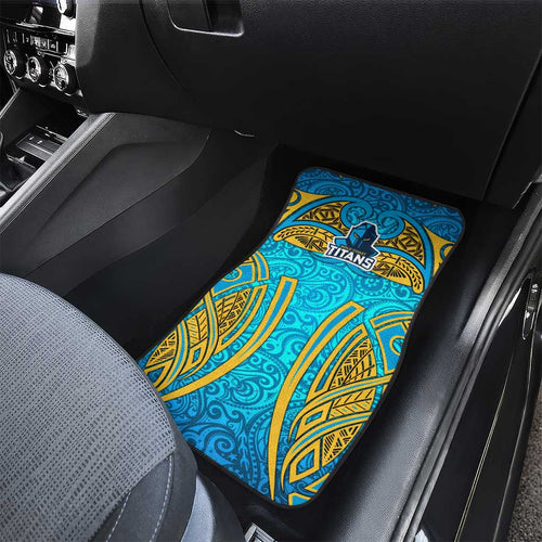 Gold Coast Titans Rugby Car Mats Polynesian Tribal Spartan Warrior Blue Gold Pattern