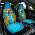 Gold Coast Titans Rugby Car Seat Cover Polynesian Tribal Spartan Warrior Blue Gold Pattern