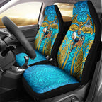 Gold Coast Titans Rugby Car Seat Cover Polynesian Tribal Spartan Warrior Blue Gold Pattern