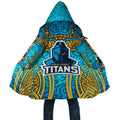 Gold Coast Titans Rugby Cloak Polynesian Tribal Spartan Warrior Blue Gold Pattern