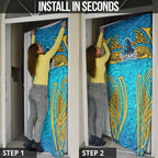 Gold Coast Titans Rugby Door Cover Polynesian Tribal Spartan Warrior Blue Gold Pattern