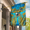 Gold Coast Titans Rugby Garden Flag Polynesian Tribal Spartan Warrior Blue Gold Pattern