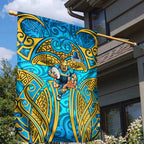 Gold Coast Titans Rugby Garden Flag Polynesian Tribal Spartan Warrior Blue Gold Pattern
