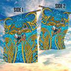 Gold Coast Titans Rugby Garden Flag Polynesian Tribal Spartan Warrior Blue Gold Pattern