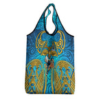 Gold Coast Titans Rugby Grocery Bag Polynesian Tribal Spartan Warrior Blue Gold Pattern