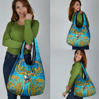 Gold Coast Titans Rugby Grocery Bag Polynesian Tribal Spartan Warrior Blue Gold Pattern