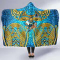 Gold Coast Titans Rugby Hooded Blanket Polynesian Tribal Spartan Warrior Blue Gold Pattern