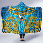 Gold Coast Titans Rugby Hooded Blanket Polynesian Tribal Spartan Warrior Blue Gold Pattern