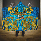 Gold Coast Titans Rugby Hooded Blanket Polynesian Tribal Spartan Warrior Blue Gold Pattern