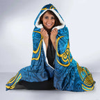 Gold Coast Titans Rugby Hooded Blanket Polynesian Tribal Spartan Warrior Blue Gold Pattern