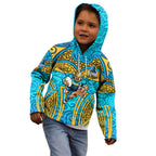 Gold Coast Titans Rugby Kid Hoodie Polynesian Tribal Spartan Warrior Blue Gold Pattern