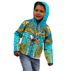 Gold Coast Titans Rugby Kid Hoodie Polynesian Tribal Spartan Warrior Blue Gold Pattern